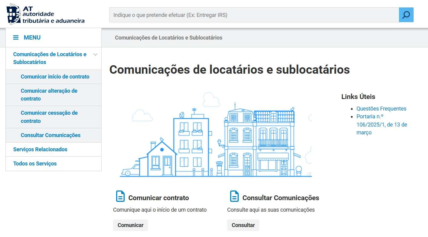 Comunicações de locatários e sublocatários